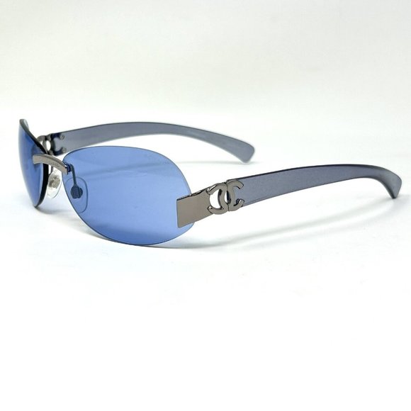 Vintage Chanel Sunglasses rimless 4037 168/ 72 Blue  Iridium Temples 59 [] 15 - Picture 1 of 14
